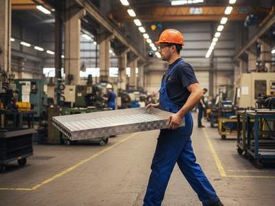 Blechwanne nach Maß wird von Arbeiter getragen